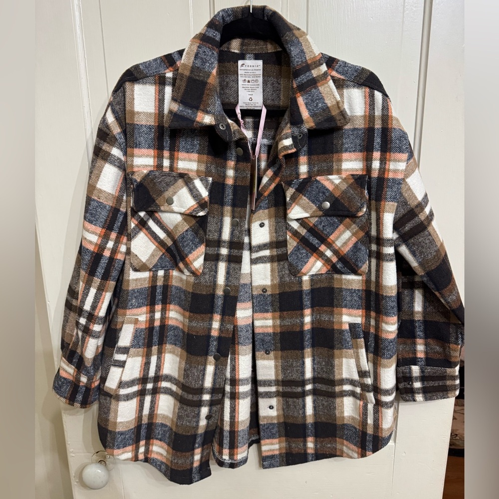 FORNIA Plaid Flannel Shirt Jacket